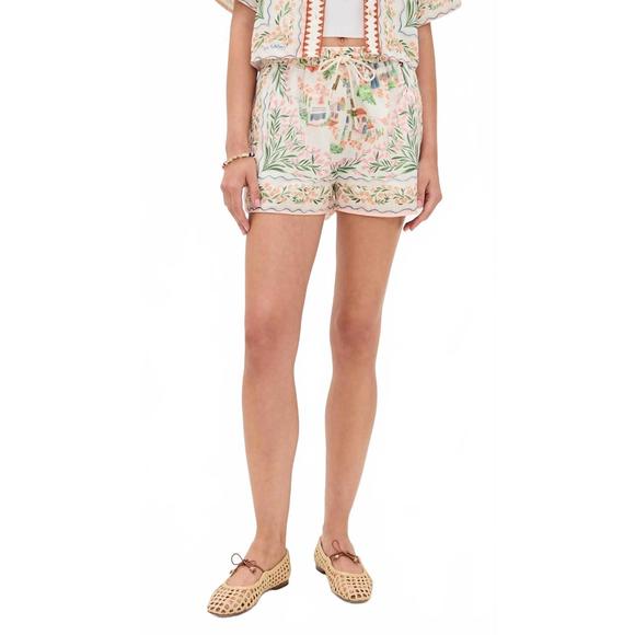 NEW EN SAISON alaia linen shorts in ivory multi - Picture 1 of 5